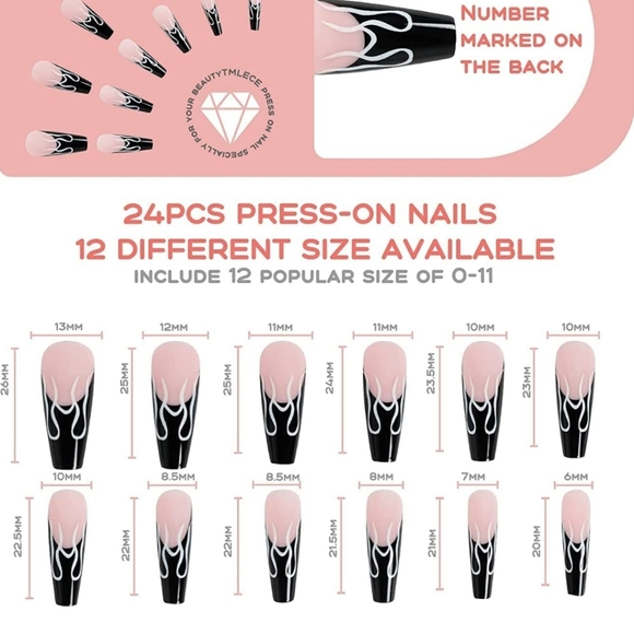 Press-on false nails. black and white color - Picture 4 of 7
